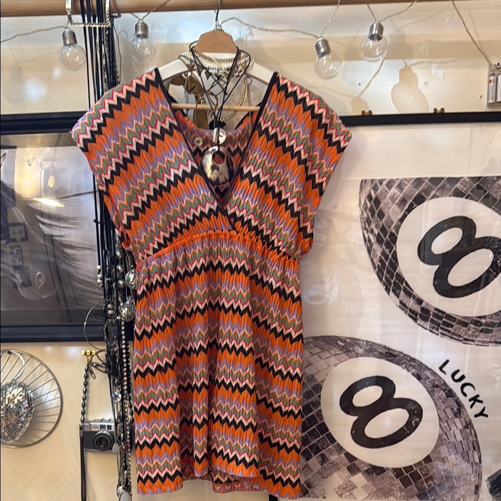 Forever 21 Orange and Black Graphic Blouse